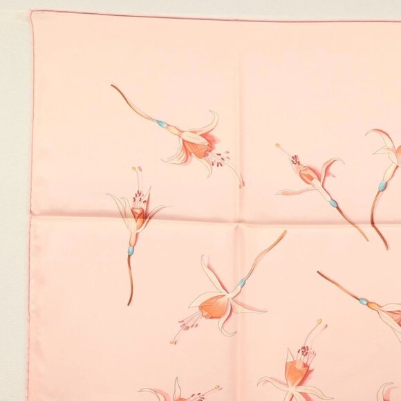 HERMES Carre 90 Scarf ""Fleurs De Fuchsia"" Silk Pink Auth am8730 - Picture 7 of 16